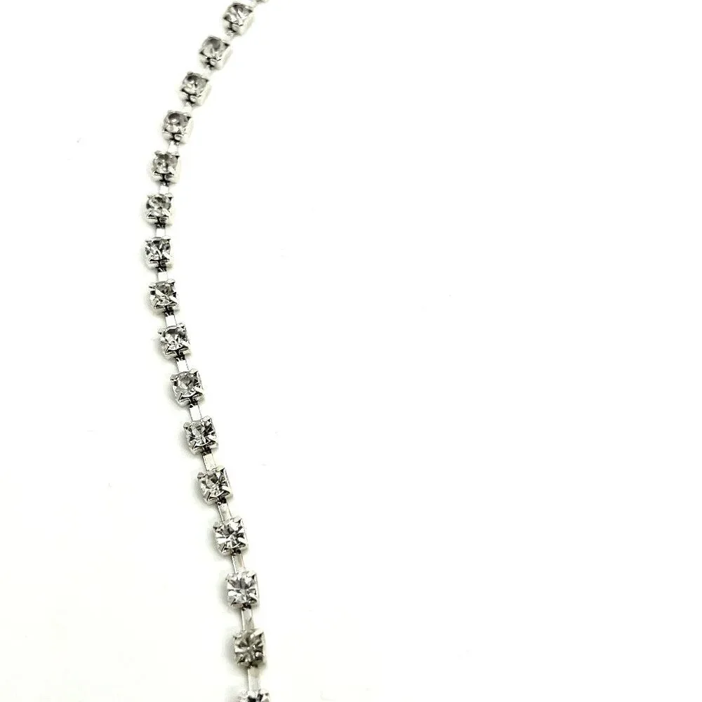 Y2K RHINESTONE BELT Silver Tone Heart Chain Waist Belt Body Chain